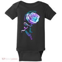 Never Give Up Suicide Awareness Ribbon Rose Baby Bodysuit thumb 0