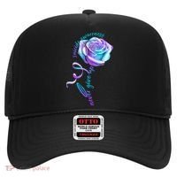 Never Give Up Suicide Awareness Ribbon Rose Hat thumb 0