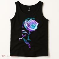 Never Give Up Suicide Awareness Ribbon Rose Tank Top thumb 2
