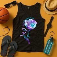 Never Give Up Suicide Awareness Ribbon Rose Tank Top thumb 4