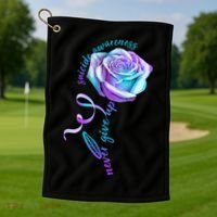 Never Give Up Suicide Awareness Ribbon Rose Golf Towel thumb 1