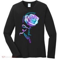 Never Give Up Suicide Awareness Ribbon Rose Women's Long Sleeve Shirt thumb 0