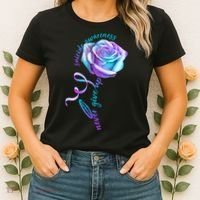 Never Give Up Suicide Awareness Ribbon Rose Women's T-Shirt thumb 2