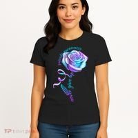Never Give Up Suicide Awareness Ribbon Rose Women's T-Shirt thumb 4