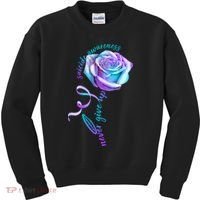 Never Give Up Suicide Awareness Ribbon Rose Kids Sweatshirt thumb 0