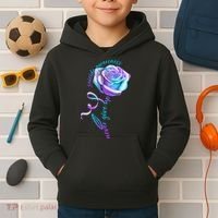 Never Give Up Suicide Awareness Ribbon Rose Kids Hoodie thumb 2