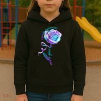 Never Give Up Suicide Awareness Ribbon Rose Kids Hoodie thumb 3