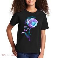 Never Give Up Suicide Awareness Ribbon Rose Kids T-Shirt thumb 2