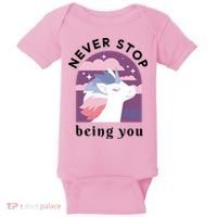 Never Stop Being You Unicorn Baby Bodysuit thumb 0
