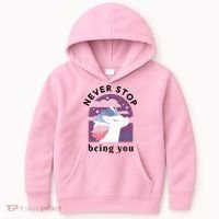 Never Stop Being You Unicorn Kids Hoodie thumb 0