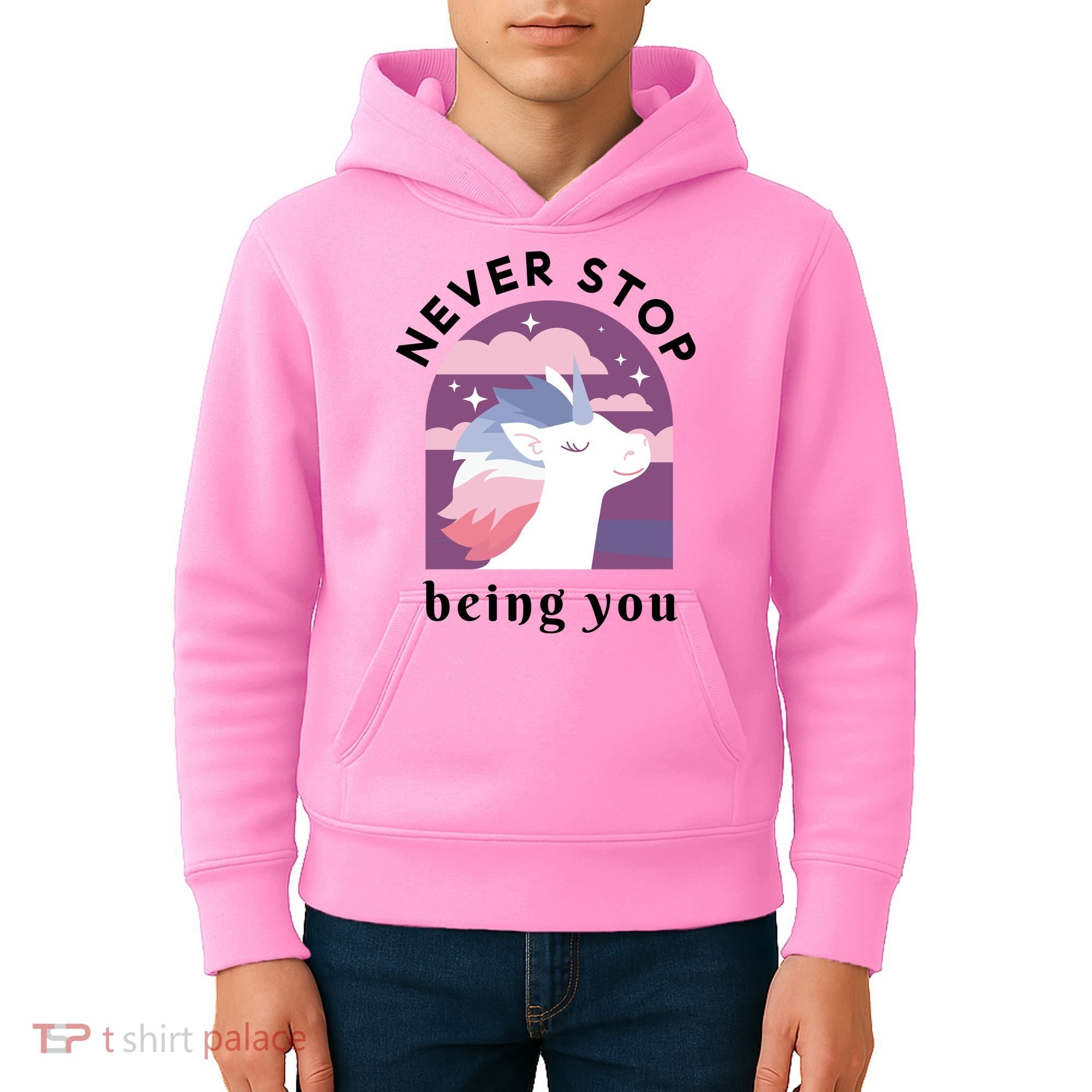 Never Stop Being You Unicorn Kids Hoodie