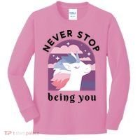 Never Stop Being You Unicorn Kids Long Sleeve Shirt thumb 0