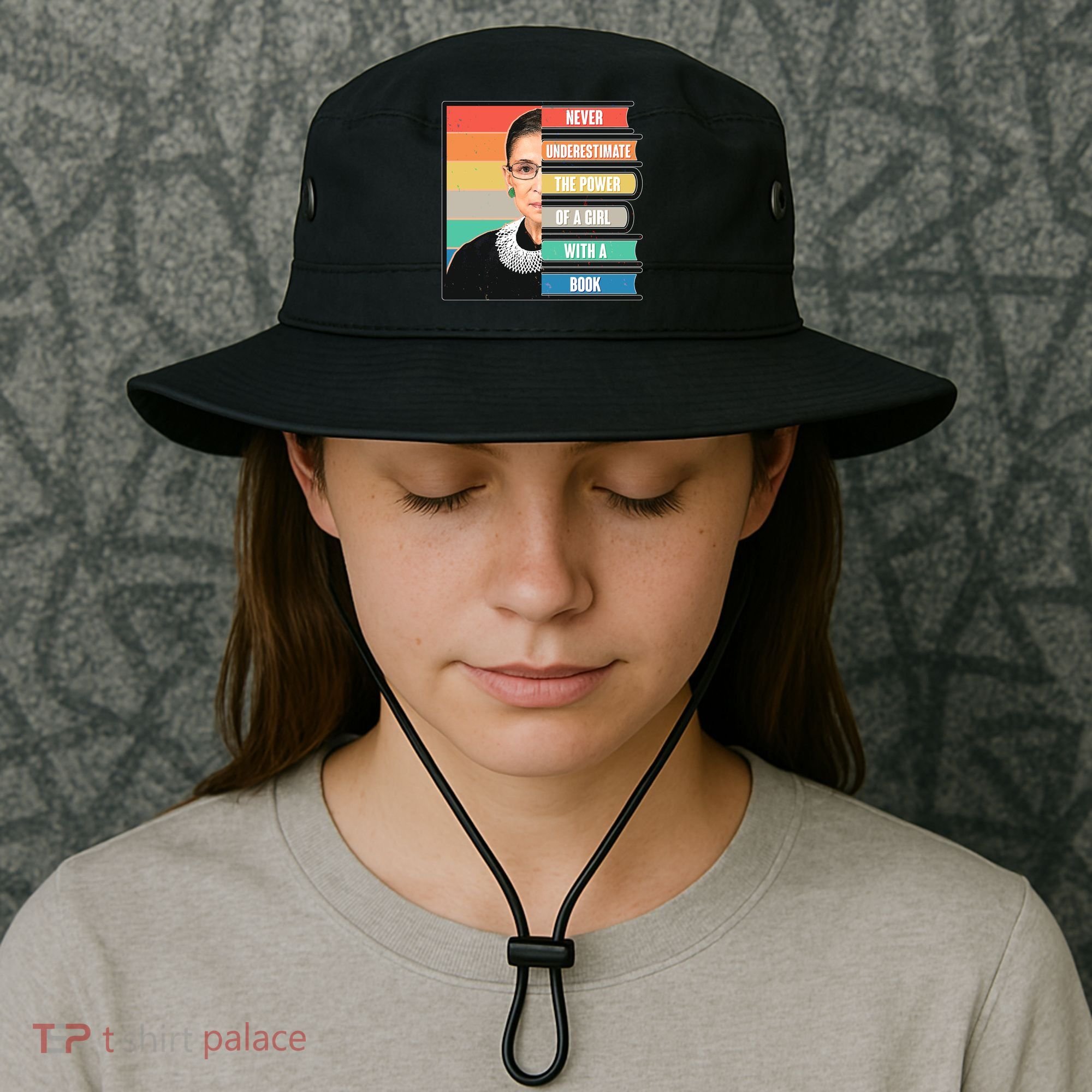 Never Underestimate A Girl With A Book RBG Tribute Bucket Hat