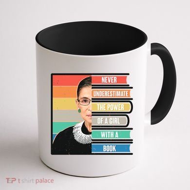 Never Underestimate A Girl With A Book RBG Tribute Coffee Mug back