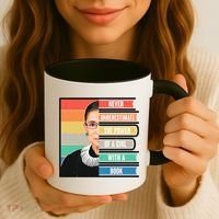 Never Underestimate A Girl With A Book RBG Tribute Coffee Mug thumb 3