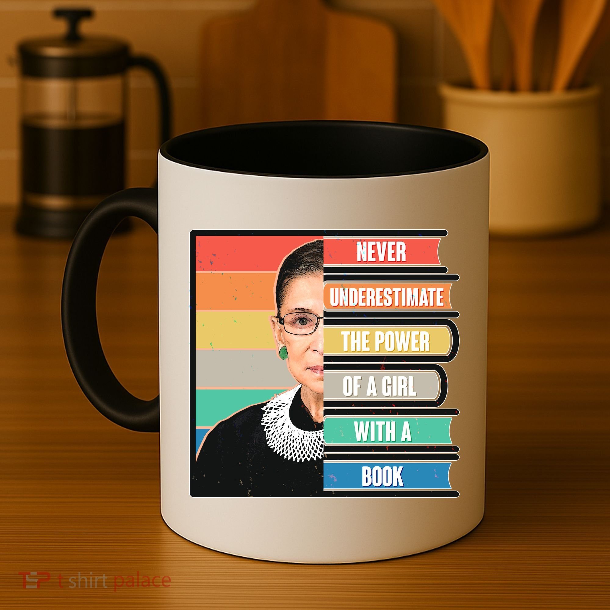 Never Underestimate A Girl With A Book RBG Tribute Coffee Mug