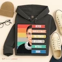 Never Underestimate A Girl With A Book RBG Tribute Hoodie thumb 4