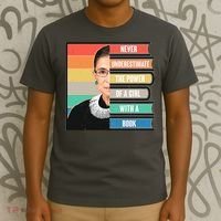 Never Underestimate A Girl With A Book RBG Tribute T-Shirt thumb 3