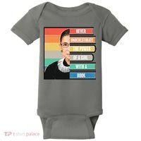 Never Underestimate A Girl With A Book RBG Tribute Baby Bodysuit thumb 0