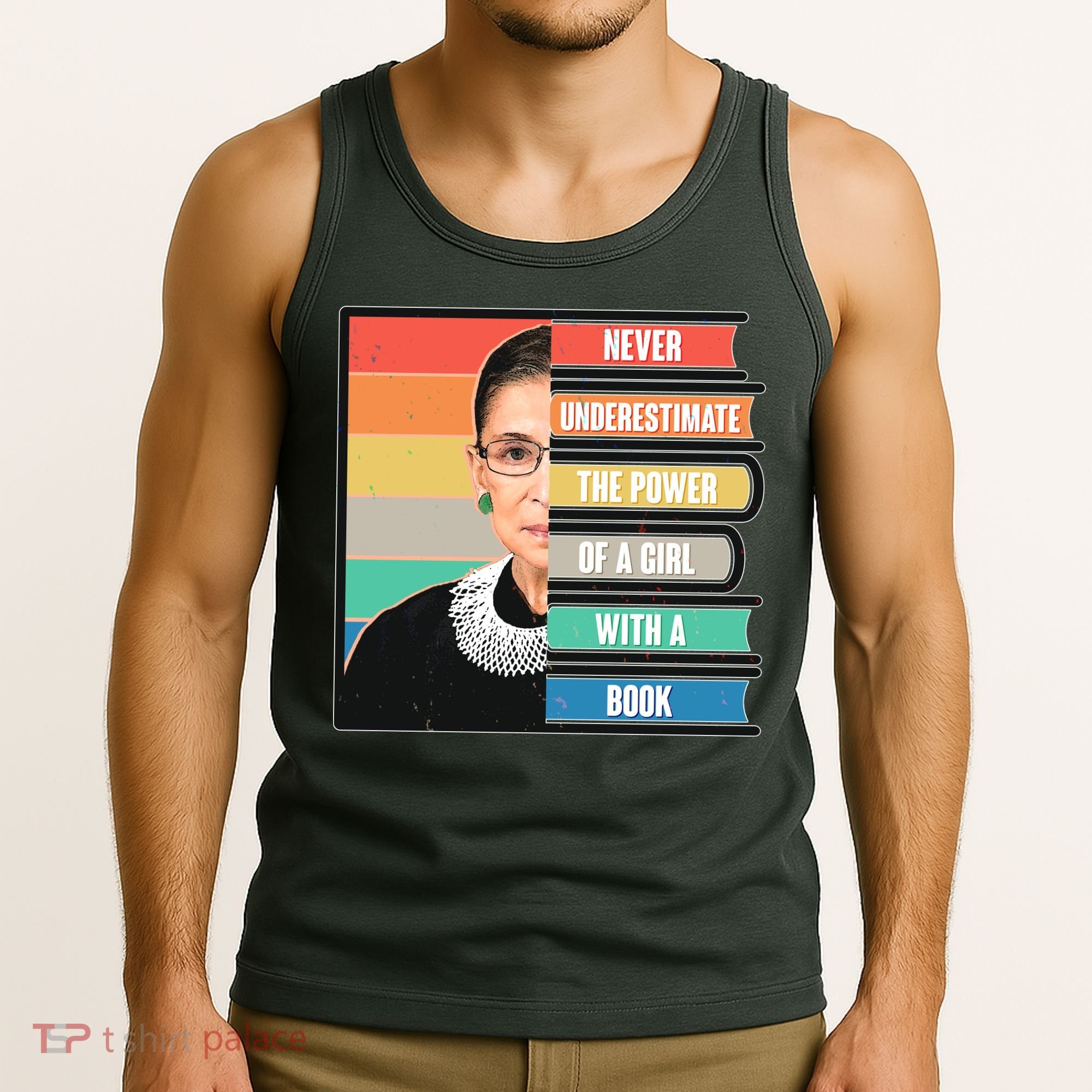 Never Underestimate A Girl With A Book RBG Tribute Tank Top
