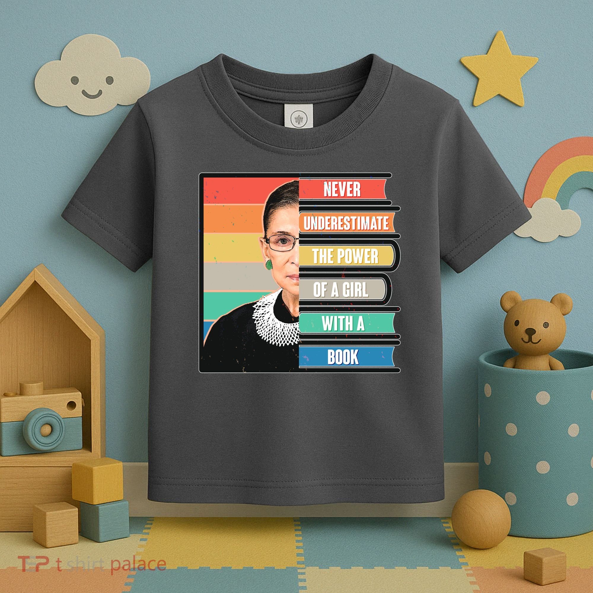 Never Underestimate A Girl With A Book RBG Tribute Toddler T-Shirt