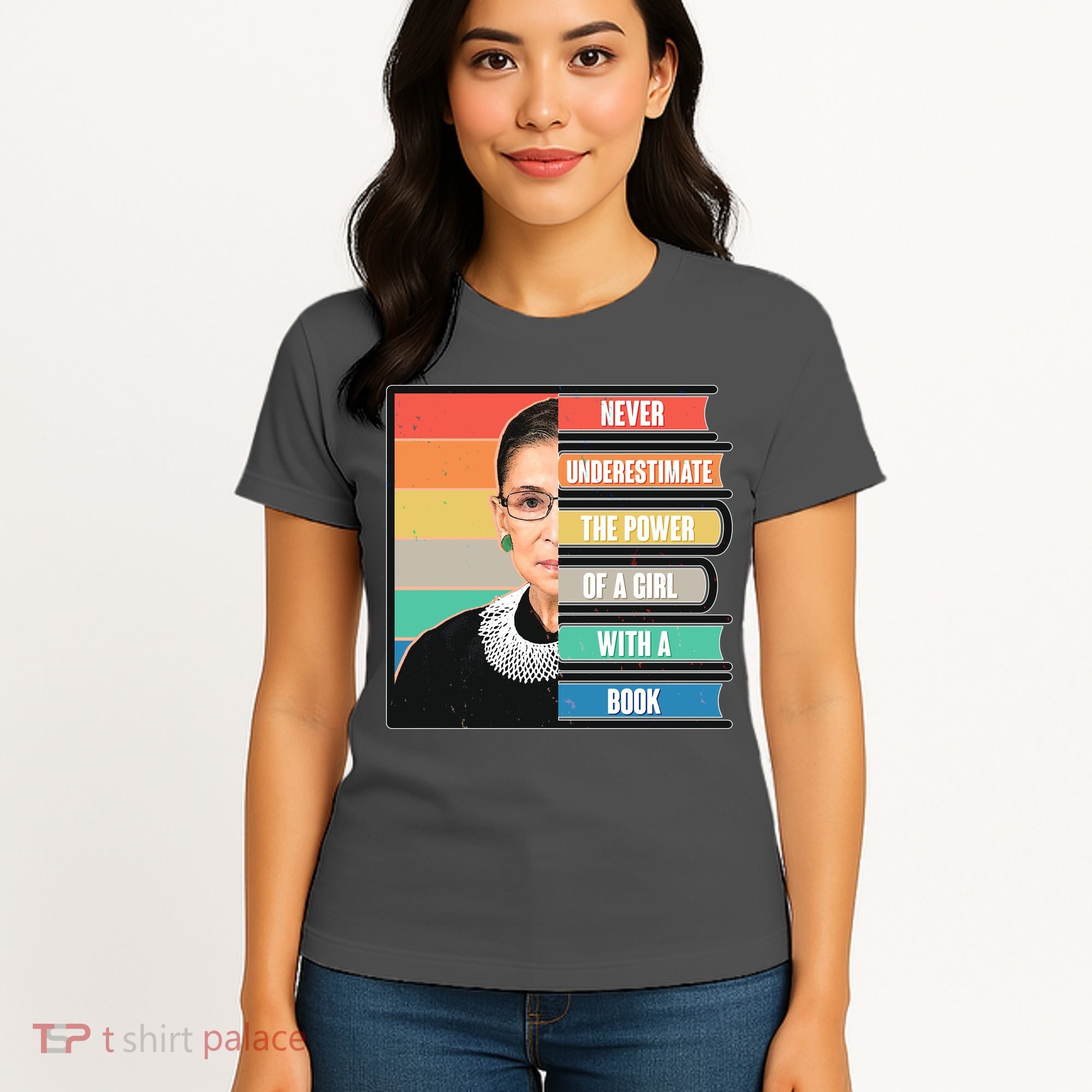 Never Underestimate A Girl With A Book RBG Tribute Women's T-Shirt