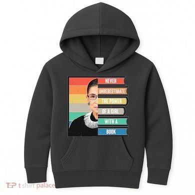 Never Underestimate A Girl With A Book RBG Tribute Kids Hoodie