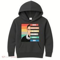 Never Underestimate A Girl With A Book RBG Tribute Kids Hoodie thumb 0