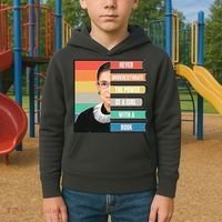 Never Underestimate A Girl With A Book RBG Tribute Kids Hoodie thumb 2