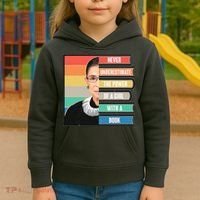 Never Underestimate A Girl With A Book RBG Tribute Kids Hoodie thumb 3