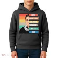 Never Underestimate A Girl With A Book RBG Tribute Kids Hoodie thumb 4