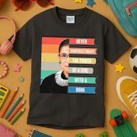 Never Underestimate A Girl With A Book RBG Tribute Kids T-Shirt thumb 3