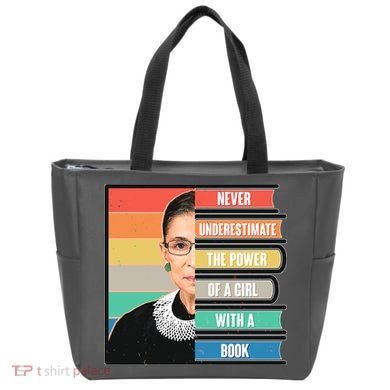 Never Underestimate A Girl With A Book RBG Tribute Tote Bag