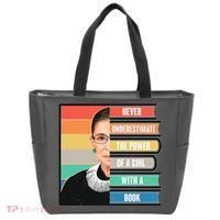 Never Underestimate A Girl With A Book RBG Tribute Tote Bag thumb 0