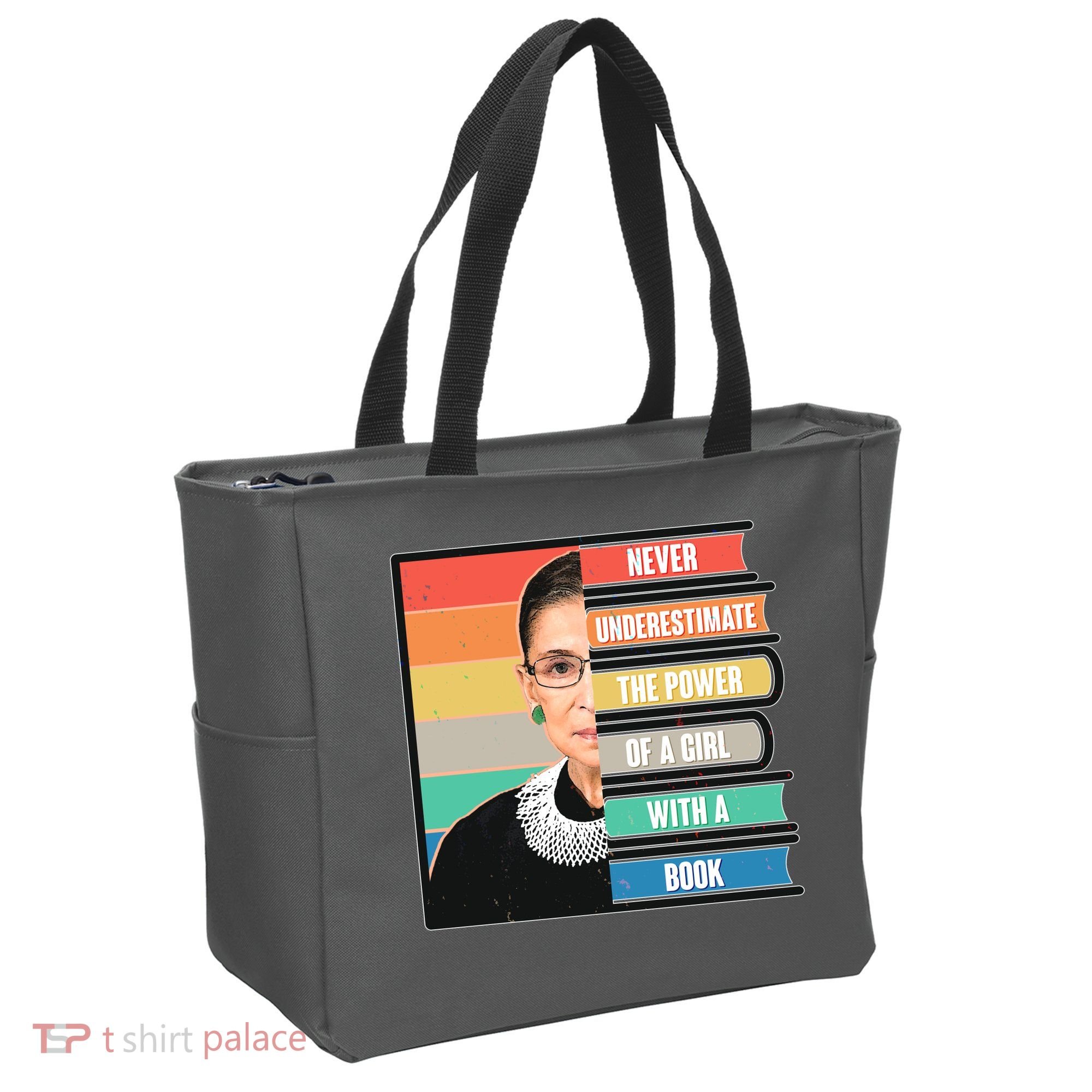 Never Underestimate A Girl With A Book RBG Tribute Tote Bag