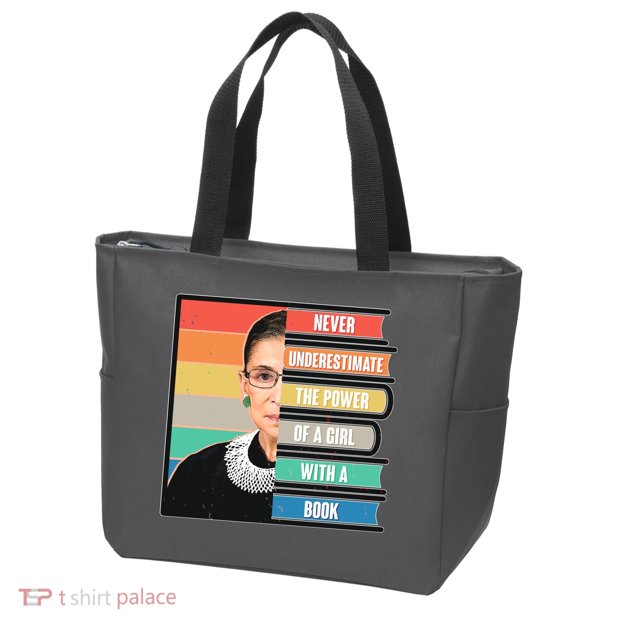 Never Underestimate A Girl With A Book RBG Tribute Tote Bag