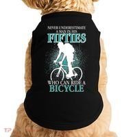 Never Underestimate A Man In His Fifties Who Can Ride A Bicycle Doggie Tank thumb 0