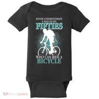 Never Underestimate A Man In His Fifties Who Can Ride A Bicycle Baby Bodysuit thumb 0