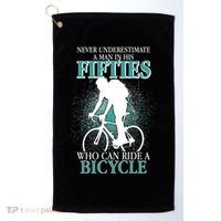 Never Underestimate A Man In His Fifties Who Can Ride A Bicycle Golf Towel thumb 0