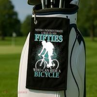 Never Underestimate A Man In His Fifties Who Can Ride A Bicycle Golf Towel thumb 2