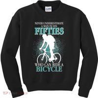 Never Underestimate A Man In His Fifties Who Can Ride A Bicycle Kids Sweatshirt thumb 0