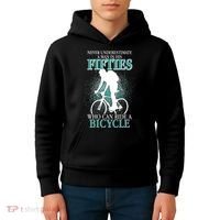 Never Underestimate A Man In His Fifties Who Can Ride A Bicycle Kids Hoodie thumb 4