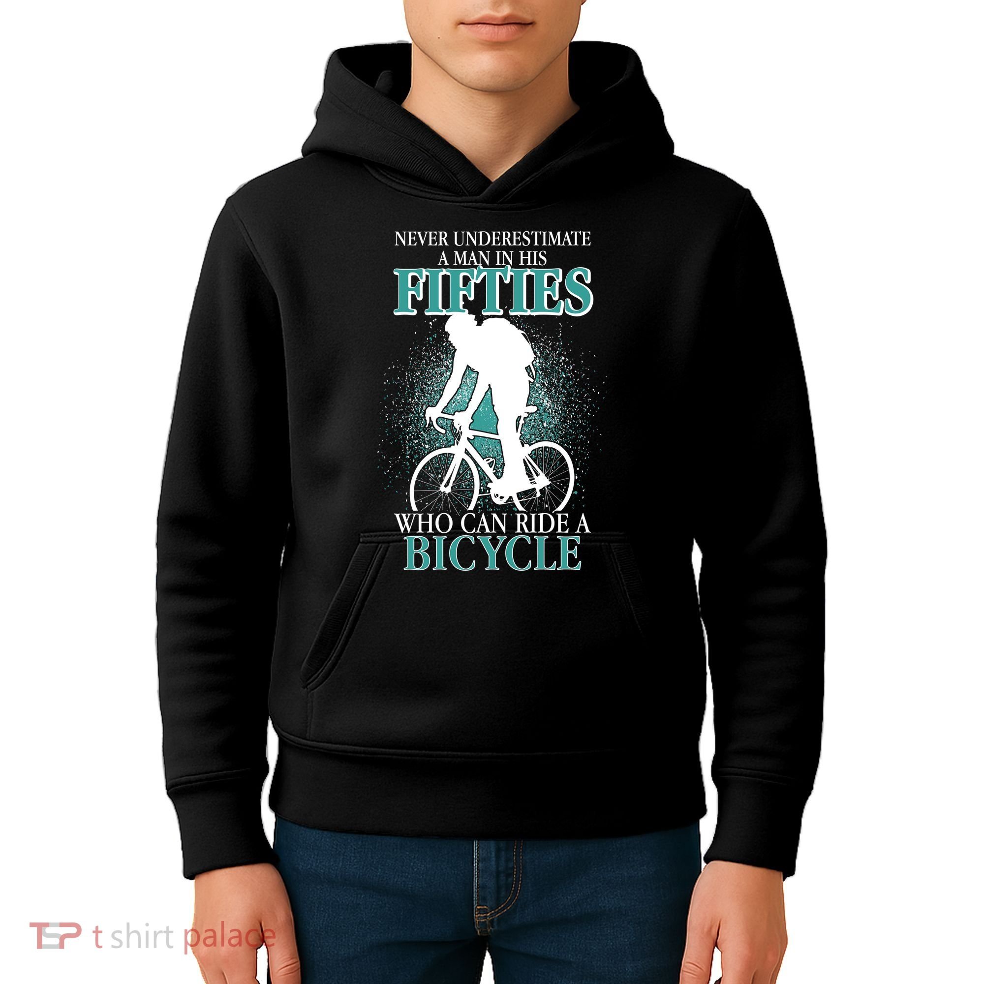 Never Underestimate A Man In His Fifties Who Can Ride A Bicycle Kids Hoodie