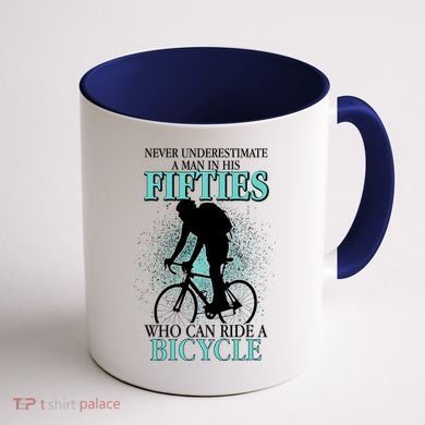 Never Underestimate A Man In His Fifties Who Can Ride A Bicycle Coffee Mug back
