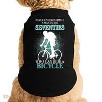 Never Underestimate A Man In His Seventies Who Can Ride A Bicycle Doggie Tank thumb 0