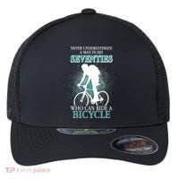 Never Underestimate A Man In His Seventies Who Can Ride A Bicycle Flexfit Unipanel Trucker Cap thumb 0