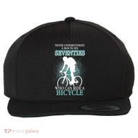 Never Underestimate A Man In His Seventies Who Can Ride A Bicycle Wool Snapback Cap thumb 0