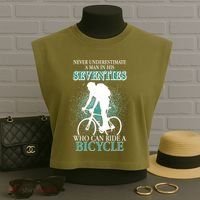 Never Underestimate A Man In His Seventies Who Can Ride A Bicycle Garment-Dyed Women's Muscle Tee thumb 3