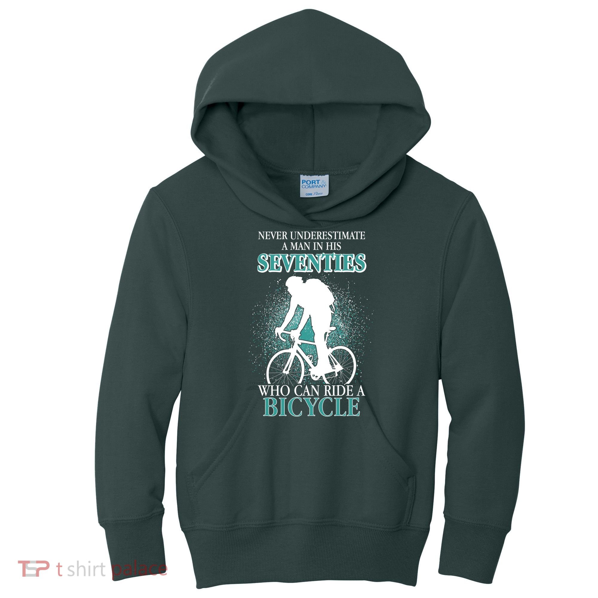 Never Underestimate A Man In His Seventies Who Can Ride A Bicycle Kids Hoodie