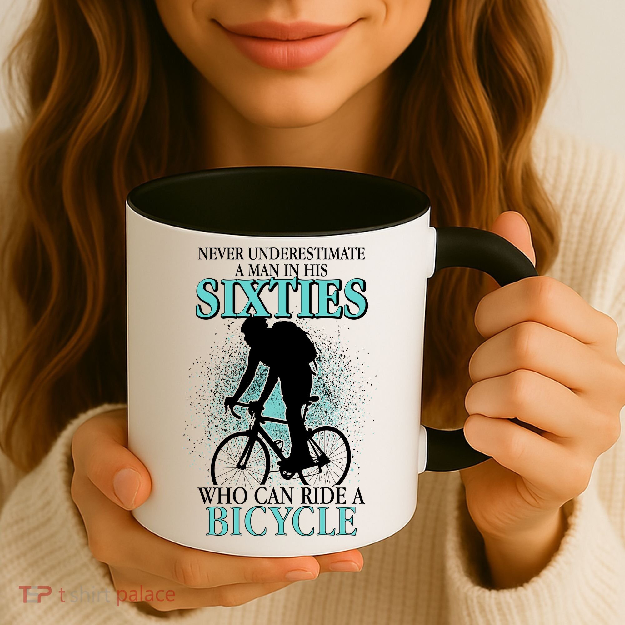 Never Underestimate A Man In His Sixties Who Can Ride A Bicycle Coffee Mug